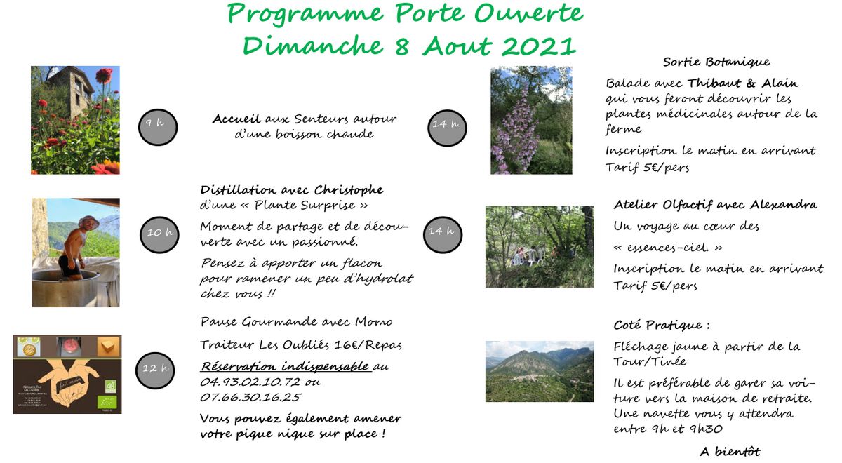 Portes ouvertes : programme du 8 août 2021