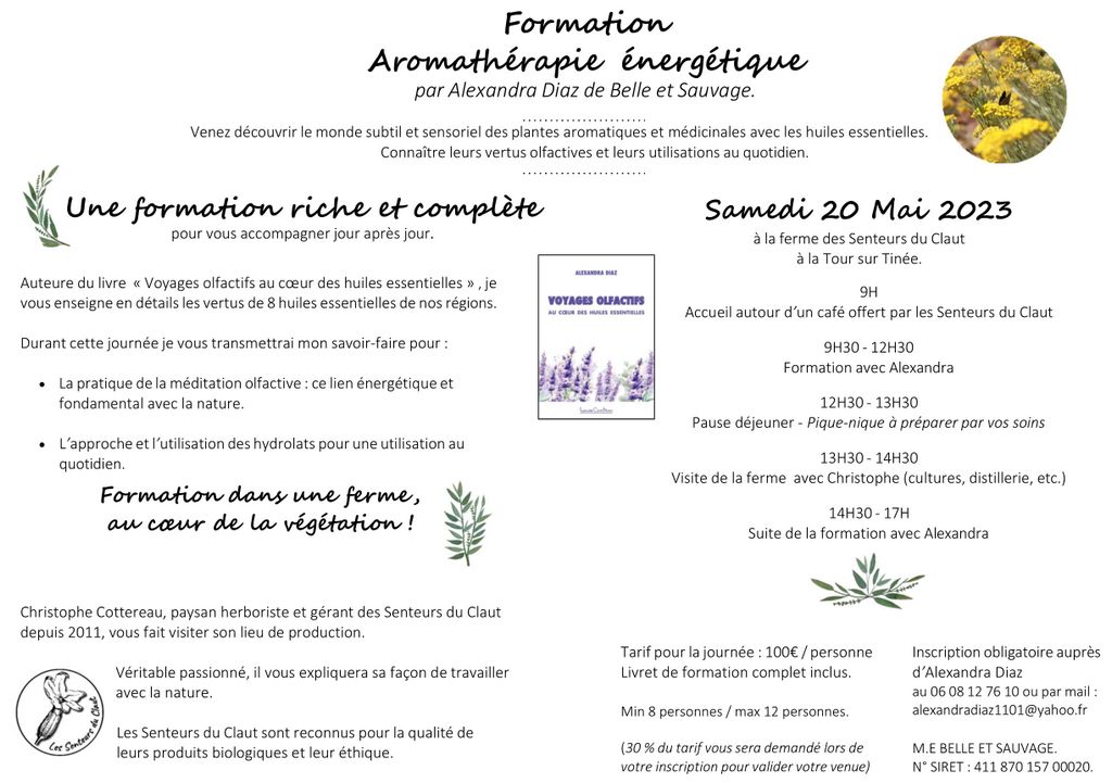 Formation Aromathérapie Énergétique, 20 mai 2023